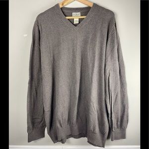 LL Bean V Neck Sweater Size XXL Tall 100% Cotton Light Brown